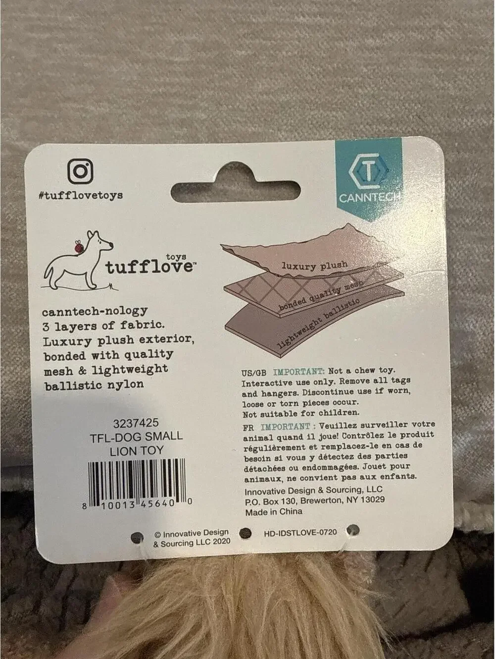 Tufflove Small Lion Plush Dog Toy with Squeaker